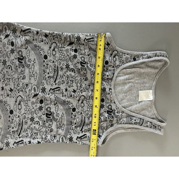 VTG TRN tank Top Y2K Gray Ribbed Smiley Cartoon Love Rainbow Kiss - Picture 4 of 5